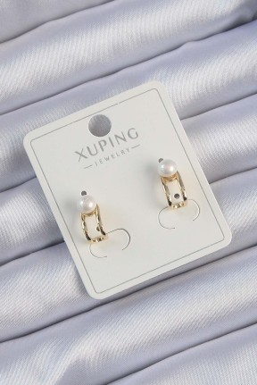 Xuping Gold Renk İnci Taşlı Halka Küpe Xuping Gold Renk İnci Taşlı Halka Küpe