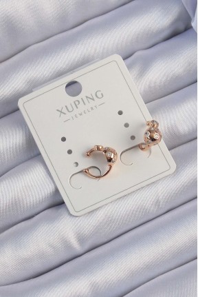 Xuping Rose Renk Zirkon Taşlı Bombeli Topçuk Earcuff Küpe Xuping Rose Renk Zirkon Taşlı Bombeli Topçuk Earcuff Küpe