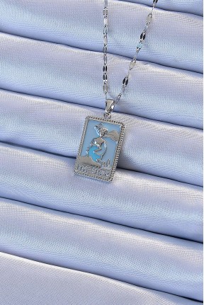 316l çelik Zincir Gümüş Renk Mavi Mineli Tarot Kolye 316l çelik Zincir Gümüş Renk Mavi Mineli Tarot Kolye