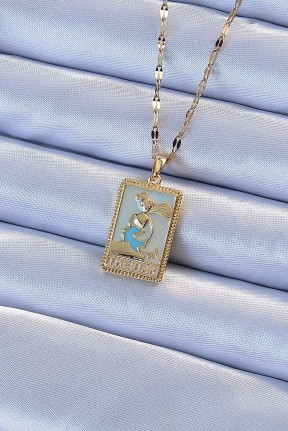 316l çelik Zincir Altın Renk Mavi Mineli Tarot Kolye 316l çelik Zincir Altın Renk Mavi Mineli Tarot Kolye