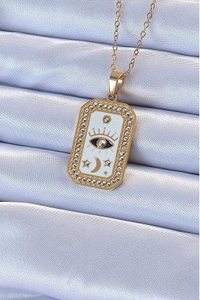 316l çelik Zincir Altın Renk Mineli Zirkon Taşlı Göz Figür Tarot Kolye 316l çelik Zincir Altın Renk Mineli Zirkon Taşlı Göz Figür Tarot Kolye