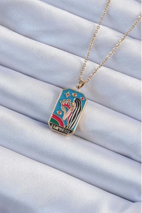 316l çelik Zincir Altın Renk Taç Ve Kız Figürlü Renkli Mineli Tarot Kolye 316l çelik Zincir Altın Renk Taç Ve Kız Figürlü Renkli Mineli Tarot Kolye