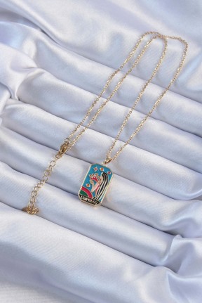 316l çelik Zincir Altın Renk Taç Ve Kız Figürlü Renkli Mineli Tarot Kolye 316l çelik Zincir Altın Renk Taç Ve Kız Figürlü Renkli Mineli Tarot Kolye