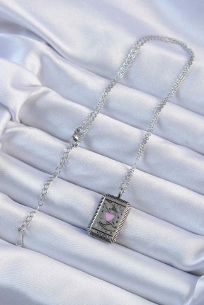 316l çelik Zincir Eskitme Gümüş Renk Pembe Mineli Kalp Figürlü Tarot Kolye 316l çelik Zincir Eskitme Gümüş Renk Pembe Mineli Kalp Figürlü Tarot Kolye