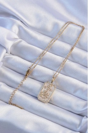 316l çelik Zincir Altın Renk Zirkon Taşlı çerçeveli Tarot Kolye 316l çelik Zincir Altın Renk Zirkon Taşlı çerçeveli Tarot Kolye