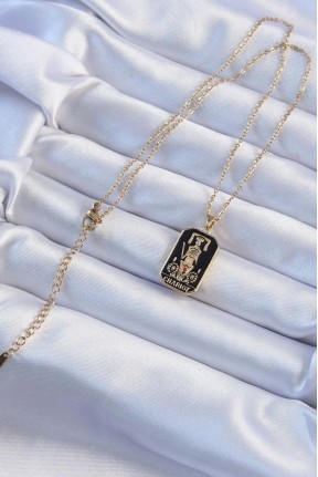 316l çelik Zincir Altın Renk Siyah Mineli Tarot Kolye 316l çelik Zincir Altın Renk Siyah Mineli Tarot Kolye