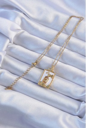 316l çelik Zincir Altın Renk Beyaz Mineli Tarot Kolye 316l çelik Zincir Altın Renk Beyaz Mineli Tarot Kolye