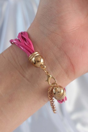 Pembe Renk Zirkon Taşlı İpli çoklu Bileklik Pembe Renk Zirkon Taşlı İpli çoklu Bileklik