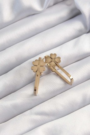 316l çelik Altın Renk Geometrik Yonca Model Küpe 316l çelik Altın Renk Geometrik Yonca Model Küpe