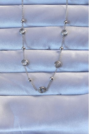 316l çelik Gümüş Renk Zirkon Taşlı Top Zincirli Kolye 316l çelik Gümüş Renk Zirkon Taşlı Top Zincirli Kolye