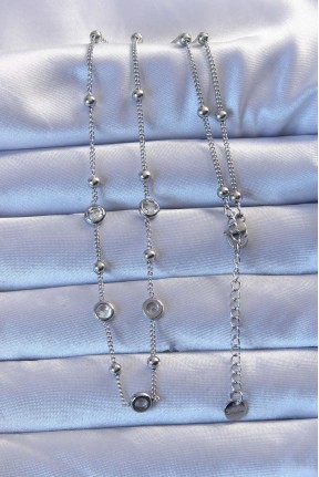 316l çelik Gümüş Renk Zirkon Taşlı Top Zincirli Kolye 316l çelik Gümüş Renk Zirkon Taşlı Top Zincirli Kolye