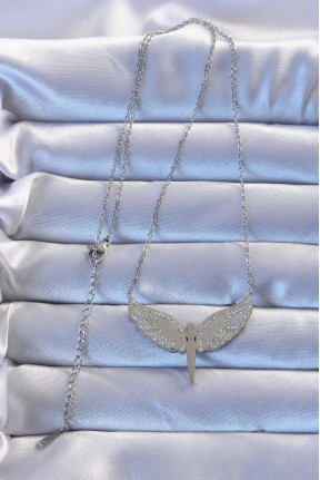 316l çelik Gümüş Renk Zirkon Taşlı Mikail Kolye