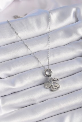 316l çelik Gümüş Renk Zirkon Taş Detay Kalp Model Charm Kadın Kolye 316l çelik Gümüş Renk Zirkon Taş Detay Kalp Model Charm Kadın Kolye