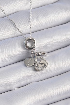 316l çelik Gümüş Renk Zirkon Taş Detay Kalp Model Charm Kadın Kolye 316l çelik Gümüş Renk Zirkon Taş Detay Kalp Model Charm Kadın Kolye