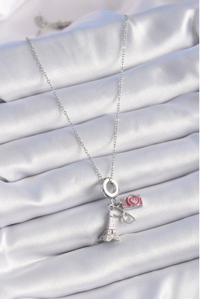 316l çelik Gümüş Renk Eyfel Kule Fotoğraf Makinesi Model Charm Kadın Kolye