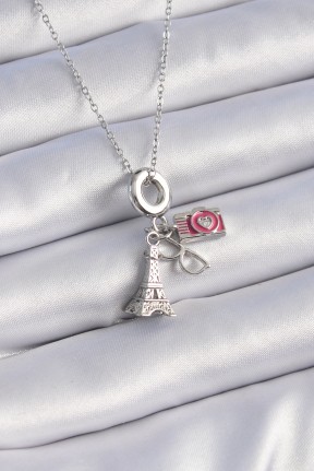 316l çelik Gümüş Renk Eyfel Kule Fotoğraf Makinesi Model Charm Kadın Kolye 316l çelik Gümüş Renk Eyfel Kule Fotoğraf Makinesi Model Charm Kadın Kolye