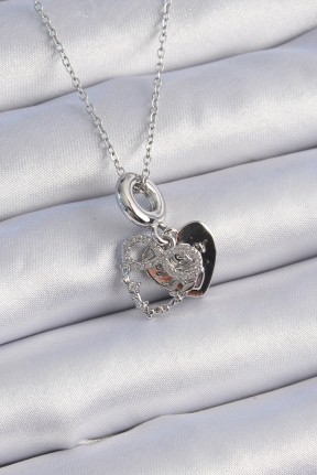 316l çelik Gümüş Renk Zirkon Taşlı Sonsuzluk Kalp Figür Charm Model Kadın Kolye 316l çelik Gümüş Renk Zirkon Taşlı Sonsuzluk Kalp Figür Charm Model Kadın Kolye