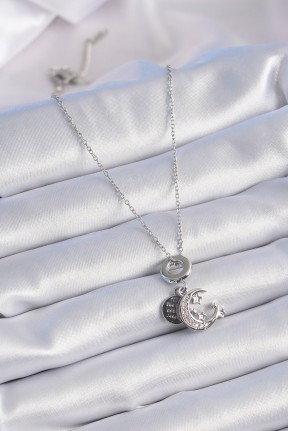 316l çelik Gümüş Renk Zirkon Taşlı Ay Yıldız  Figür Charm Model Kadın Kolye 316l çelik Gümüş Renk Zirkon Taşlı Ay Yıldız  Figür Charm Model Kadın Kolye