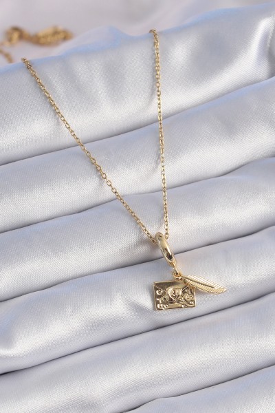 316l çelik Gold Renk Kalp Detay Mektup Figür Charm Model Kadın Kolye 316l çelik Gold Renk Kalp Detay Mektup Figür Charm Model Kadın Kolye