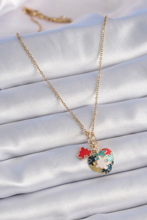 316l çelik Gold Renk Yapboz Motif Kalp Figür Charm Model Kadın Kolye 316l çelik Gold Renk Yapboz Motif Kalp Figür Charm Model Kadın Kolye