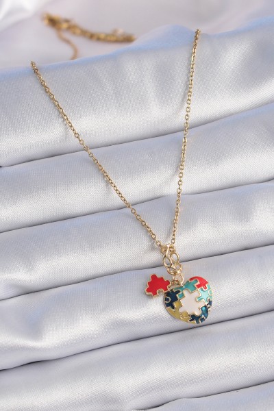 316l çelik Gold Renk Yapboz Motif Kalp Figür Charm Model Kadın Kolye 316l çelik Gold Renk Yapboz Motif Kalp Figür Charm Model Kadın Kolye