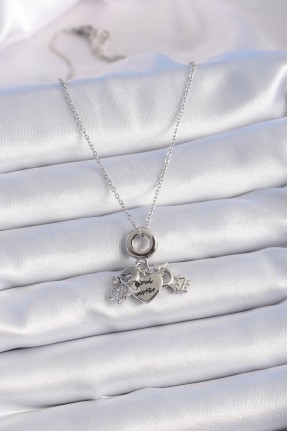 316l çelik Gümüş Renk Zirkon Taş Detay çocuk Figür Charm Model Kadın Kolye 316l çelik Gümüş Renk Zirkon Taş Detay çocuk Figür Charm Model Kadın Kolye