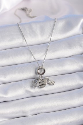 316l çelik Gümüş Renk Zirkon Taş Detay çocuk Figür Charm Model Kadın Kolye 316l çelik Gümüş Renk Zirkon Taş Detay çocuk Figür Charm Model Kadın Kolye