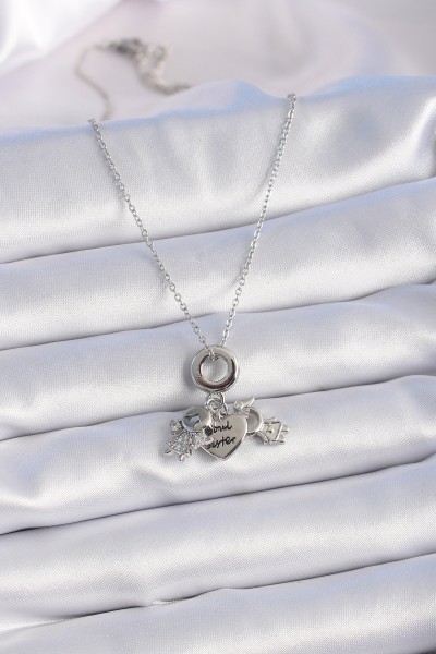 316l çelik Gümüş Renk Zirkon Taş Detay çocuk Figür Charm Model Kadın Kolye 316l çelik Gümüş Renk Zirkon Taş Detay çocuk Figür Charm Model Kadın Kolye