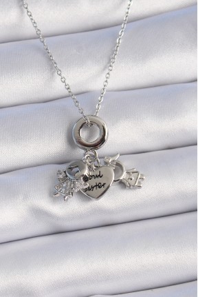 316l çelik Gümüş Renk Zirkon Taş Detay çocuk Figür Charm Model Kadın Kolye 316l çelik Gümüş Renk Zirkon Taş Detay çocuk Figür Charm Model Kadın Kolye