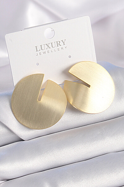Pirinç Gold Renk Daire Plaka Model Kadın Küpe Pirinç Gold Renk Daire Plaka Model Kadın Küpe