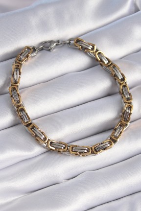 316l çelik Gümüş Gold Renk Kral Zincir Model Erkek Bileklik 316l çelik Gümüş Gold Renk Kral Zincir Model Erkek Bileklik