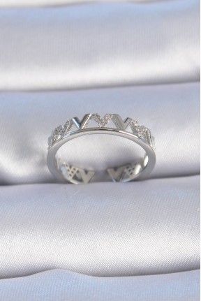 Pirinç Gümüş Renk "v" Model Zirkon Taşlı Kadın Yüzük Pirinç Gümüş Renk "v" Model Zirkon Taşlı Kadın Yüzük