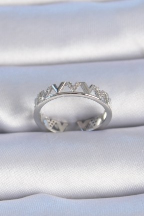 Pirinç Gümüş Renk "v" Model Zirkon Taşlı Kadın Yüzük Pirinç Gümüş Renk "v" Model Zirkon Taşlı Kadın Yüzük