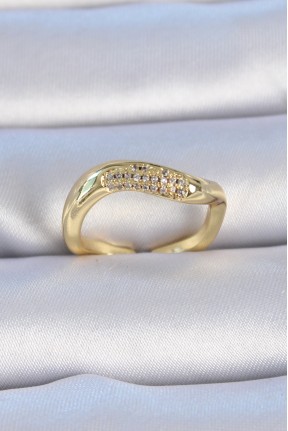 Pirinç Gold Renk Zirkon Taşlı Kadın Yüzük Pirinç Gold Renk Zirkon Taşlı Kadın Yüzük