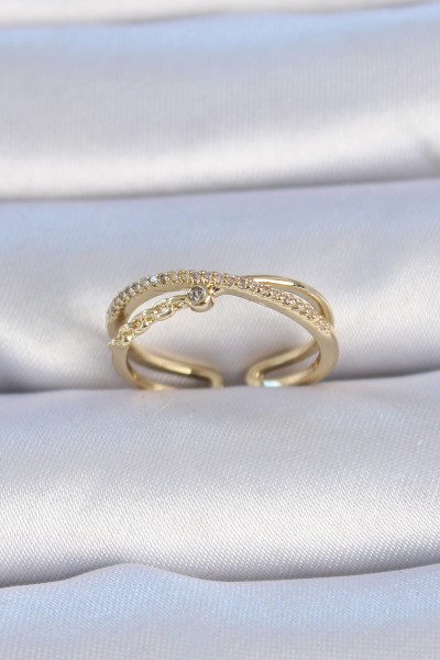 Pirinç Gold Renk Zirkon Taşlı Kadın Yüzük Pirinç Gold Renk Zirkon Taşlı Kadın Yüzük