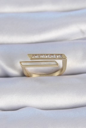Pirinç Gold Renk Zirkon Taşlı Beyaz Sedef Detay Kadın Yüzük Pirinç Gold Renk Zirkon Taşlı Beyaz Sedef Detay Kadın Yüzük