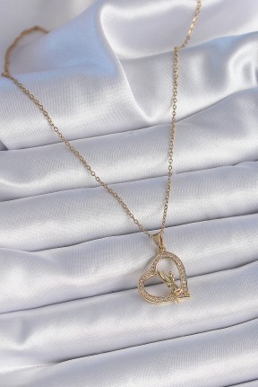 316l çelik Zincir Gold Renk Zirkon Taşlı Kalp Model Melek Detay Kadın Kolye 316l çelik Zincir Gold Renk Zirkon Taşlı Kalp Model Melek Detay Kadın Kolye