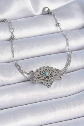 316l çelik Gümüş Renk Mavi Taşlı Etnik Desen Kadın Bileklik 316l çelik Gümüş Renk Mavi Taşlı Etnik Desen Kadın Bileklik