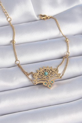 316l çelik Gold Renk Mavi Taşlı Etnik Desen Kadın Bileklik 316l çelik Gold Renk Mavi Taşlı Etnik Desen Kadın Bileklik