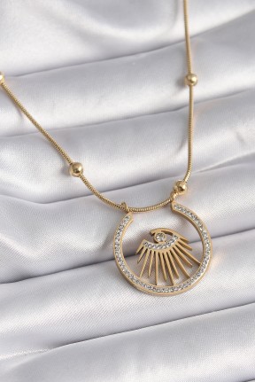 316l çelik Gold Renk Zirkon Taşlı Göz Model Kadın Kolye 316l çelik Gold Renk Zirkon Taşlı Göz Model Kadın Kolye