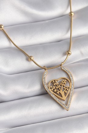 316l çelik Gold Renk Zirkon Taşlı Detaylı Kalp Fidan Model Kadın Kolye 316l çelik Gold Renk Zirkon Taşlı Detaylı Kalp Fidan Model Kadın Kolye