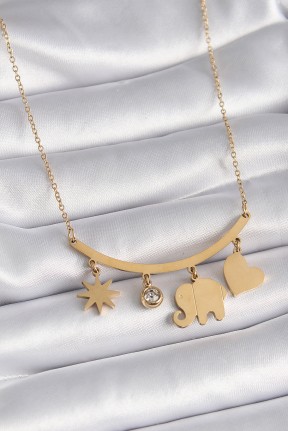 316l çelik Gold Renk Fil Figür Zirkon Taş Detay Kadın Kolye 316l çelik Gold Renk Fil Figür Zirkon Taş Detay Kadın Kolye