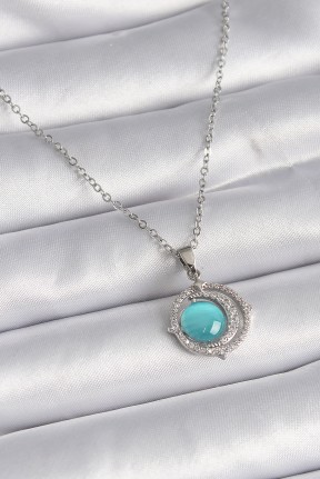 316l çelik Gümüş Renk Mavi Sedefli Hilal Model Kadın Kolye 316l çelik Gümüş Renk Mavi Sedefli Hilal Model Kadın Kolye