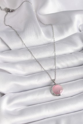 316l çelik Gümüş Renk Daire Pembe Sedefli Model Kadın Kolye 316l çelik Gümüş Renk Daire Pembe Sedefli Model Kadın Kolye