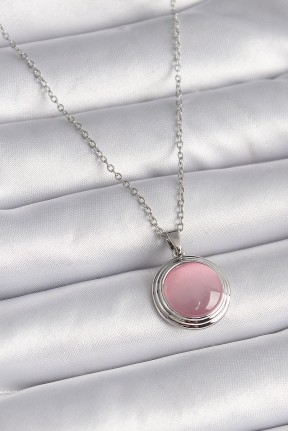316l çelik Gümüş Renk Daire Pembe Sedefli Model Kadın Kolye 316l çelik Gümüş Renk Daire Pembe Sedefli Model Kadın Kolye