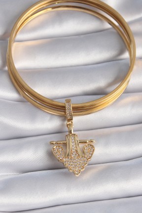 Pirinç Gold Renk Zirkon Taşlı çapa Model Ajda Charm Pirinç Gold Renk Zirkon Taşlı çapa Model Ajda Charm