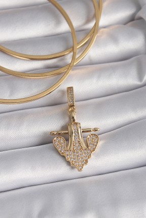 Pirinç Gold Renk Zirkon Taşlı çapa Model Ajda Charm Pirinç Gold Renk Zirkon Taşlı çapa Model Ajda Charm