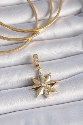 Pirinç Gold Renk Zirkon Taşlı Kutup Yıldızı Ajda Charm Pirinç Gold Renk Zirkon Taşlı Kutup Yıldızı Ajda Charm