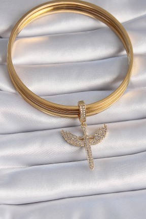 Pirinç Gold Renk Zirkon Taşlı Mikail Model Ajda Charm Pirinç Gold Renk Zirkon Taşlı Mikail Model Ajda Charm