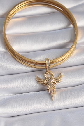 Pirinç Gold Renk Zirkon Taşlı Anka Kuşu Model Ajda Charm Pirinç Gold Renk Zirkon Taşlı Anka Kuşu Model Ajda Charm